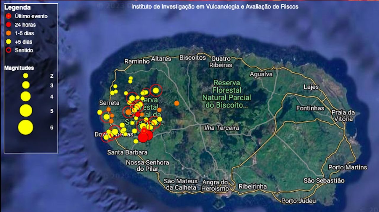 Sismos na ilha Terceira a 25 de setembro de 2023