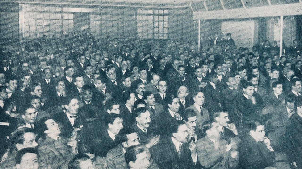 Comício em 18 de dezembro de 1921 no Chiado Terrasse, em Lisboa