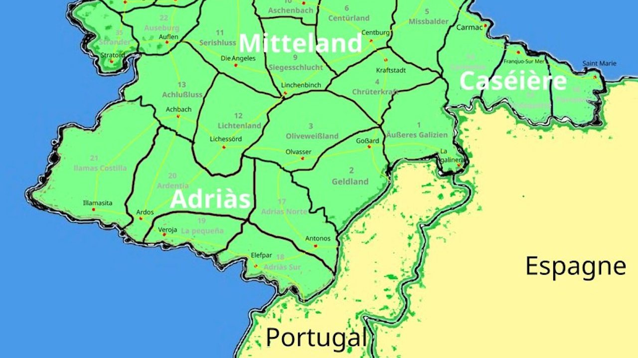 O Listenbourg ocupa parte de Portugal e de Espanha