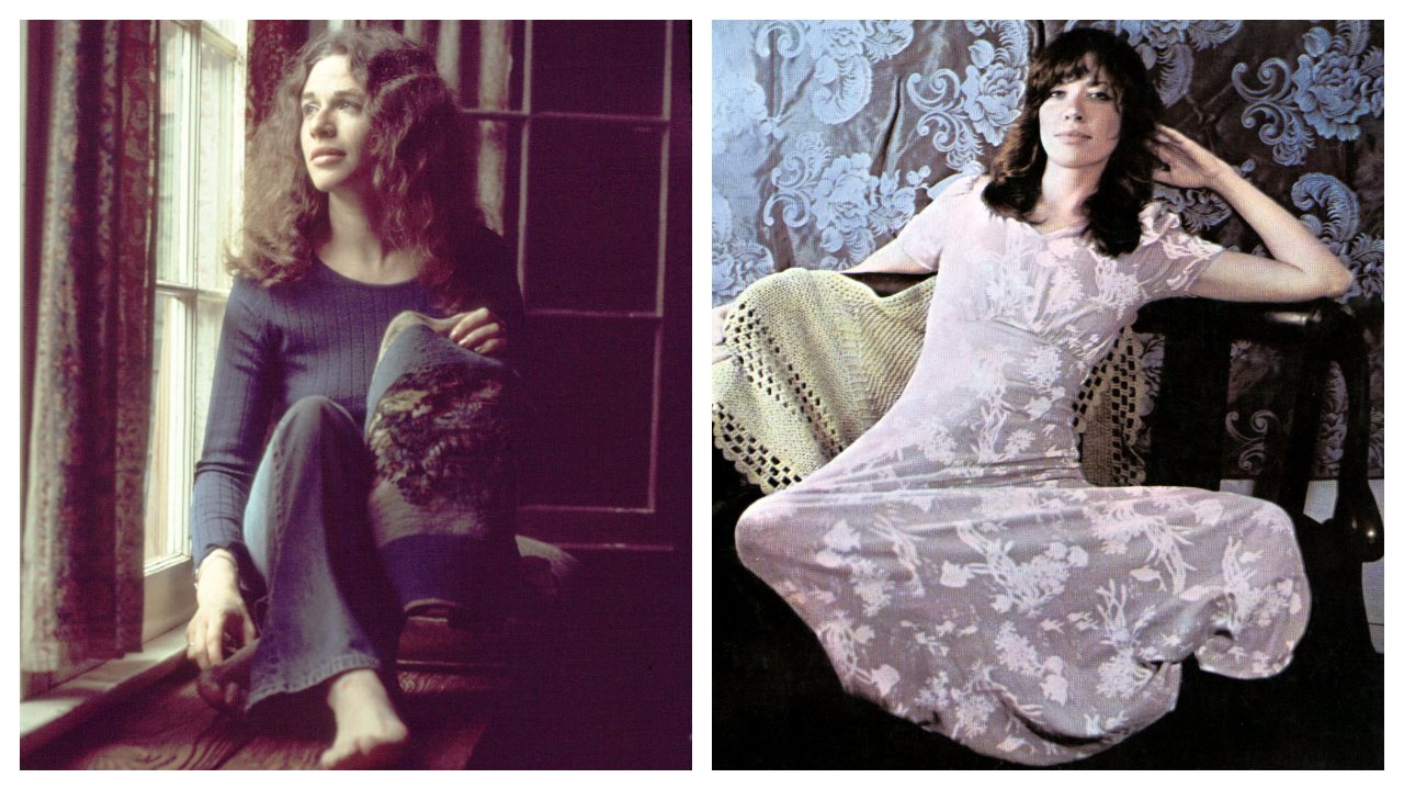 Carole King e Carly Simon em 1971, nas sessões fotográficas que haveriam de dar origem às capas dos álbuns clássicos que editaram nesse ano