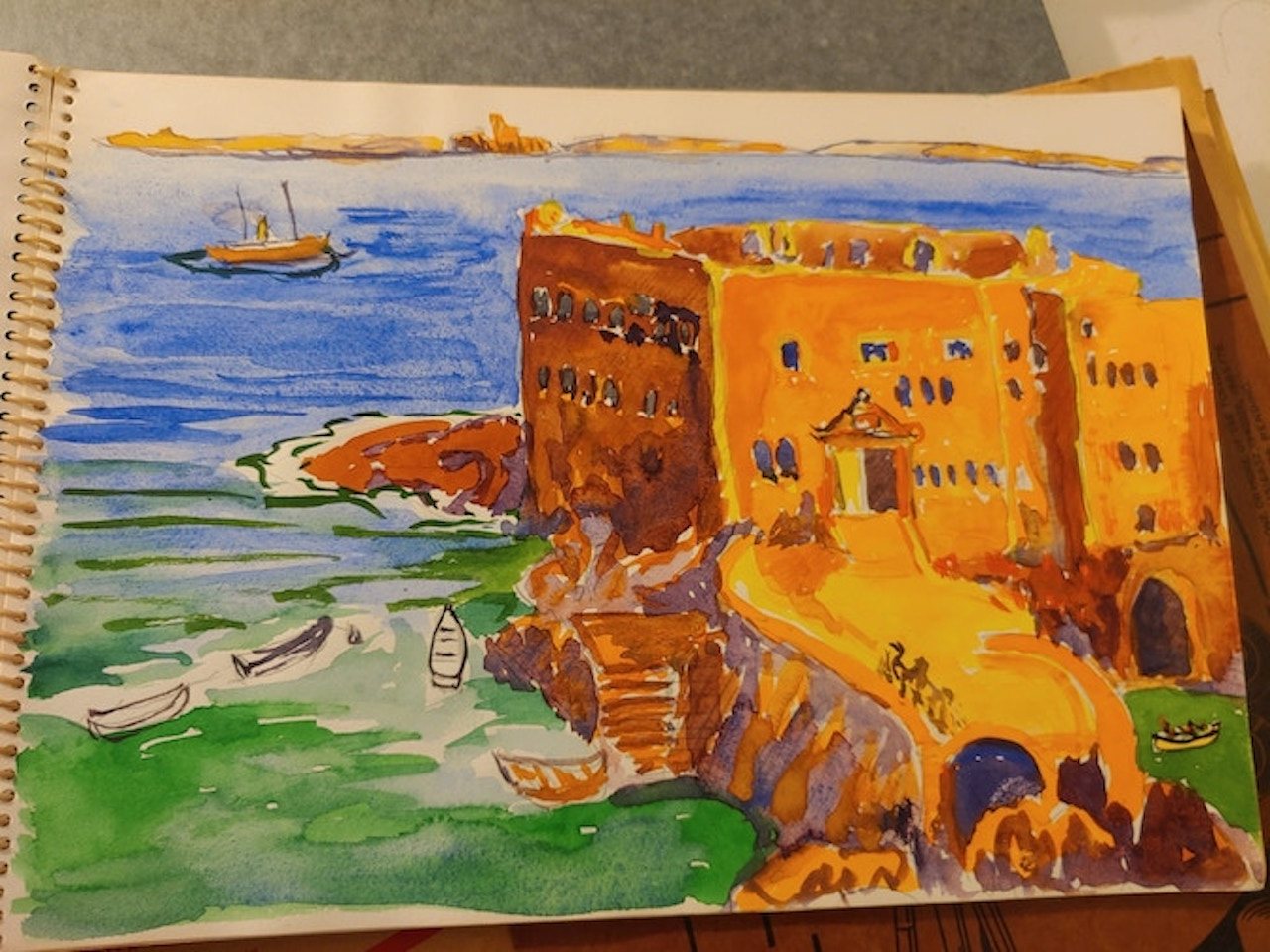 Painting of Fort of the Berlengas by John Dos Passos. The Dos Passos family has maintained a strong relationship with Portugal and Madeira for generations