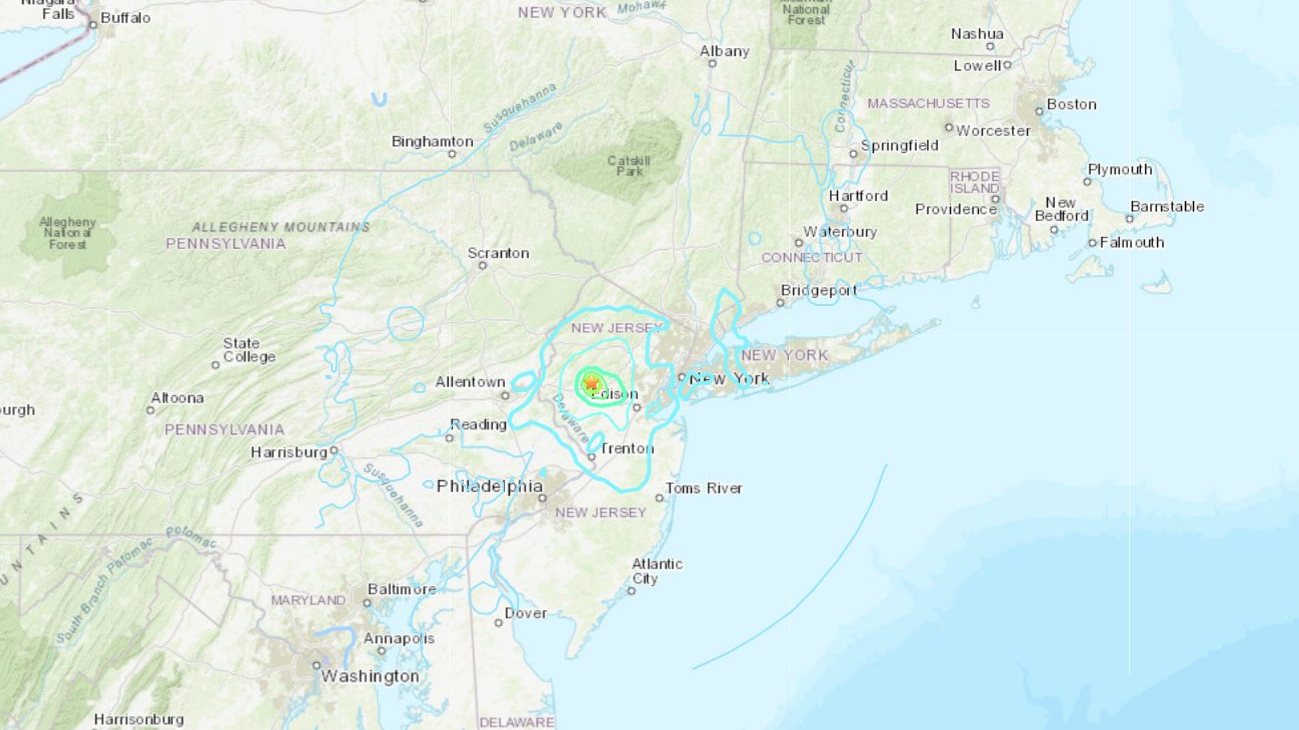 O epicentro do sismo, de magnitude 4,8, aconteceu a cerca de 7 km a nordeste da estação de Whitehouse, em Nova Jersey