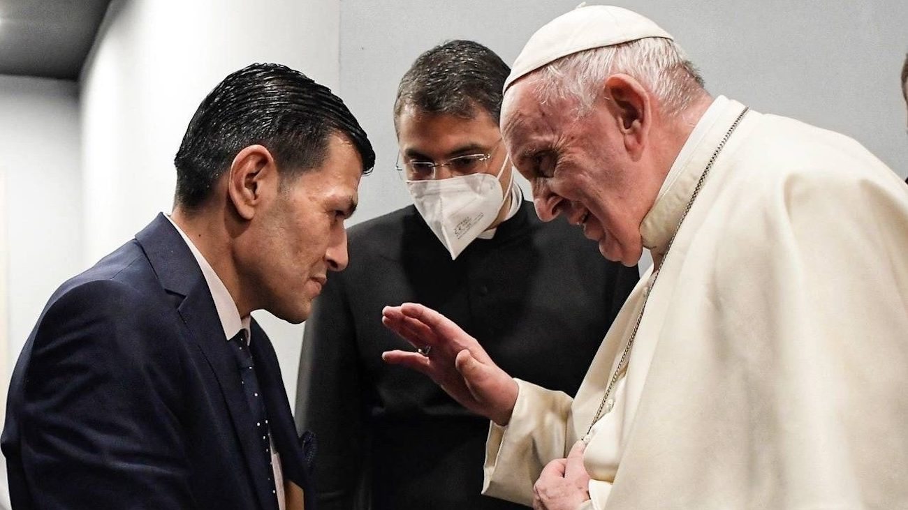 O Papa Francisco com Abdullah Kurdi em Erbil
