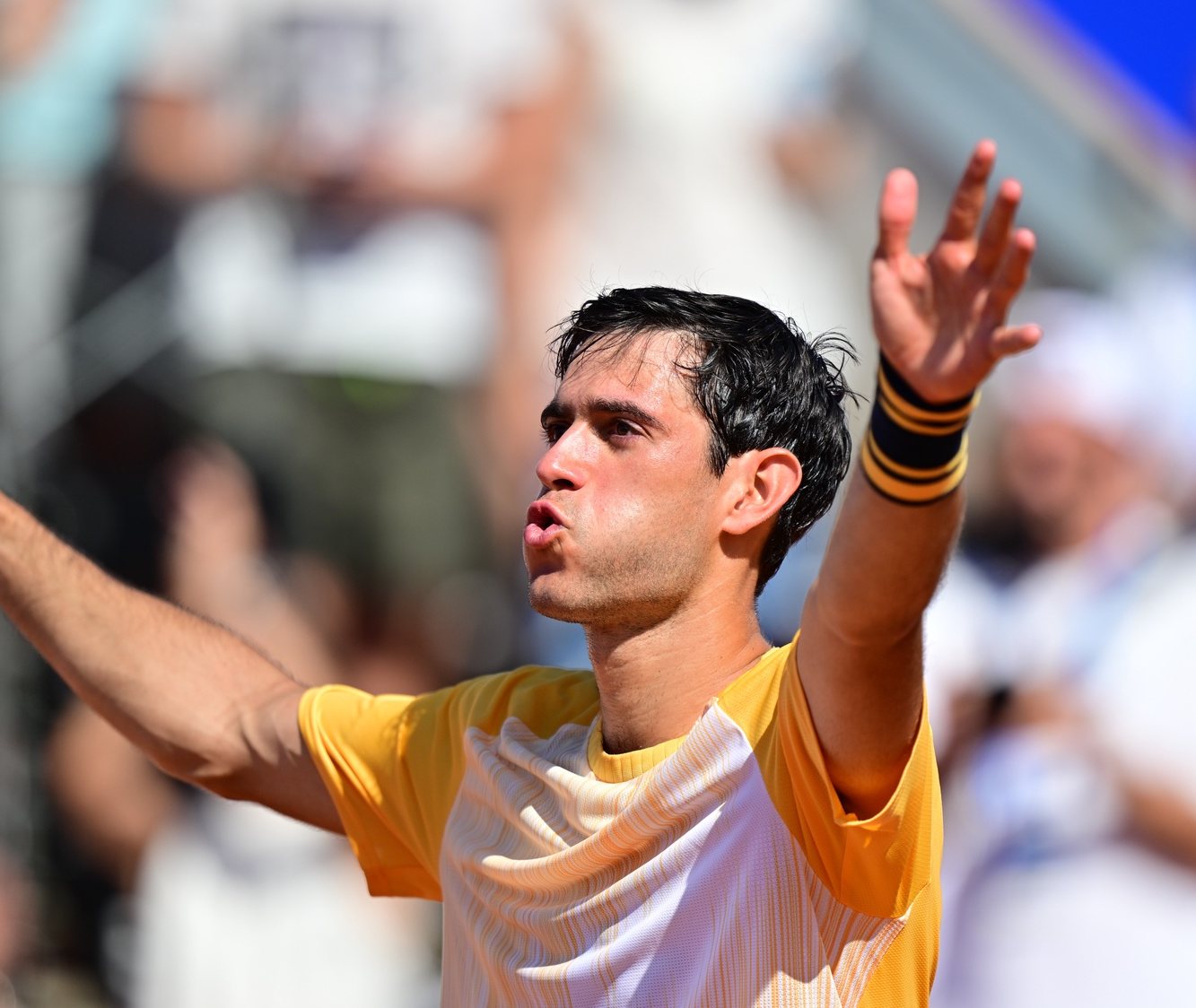 epa11490218 Portugal&#039;s Nuno Borges celebrates after winning the Men&#039;s Singles final against Spain&#039;s Rafael Nadal at the Swedish Open tennis tournament in Bastad, Sweden, 21 July 2024.  EPA/Bjorn Larsson Rosvall  SWEDEN OUT