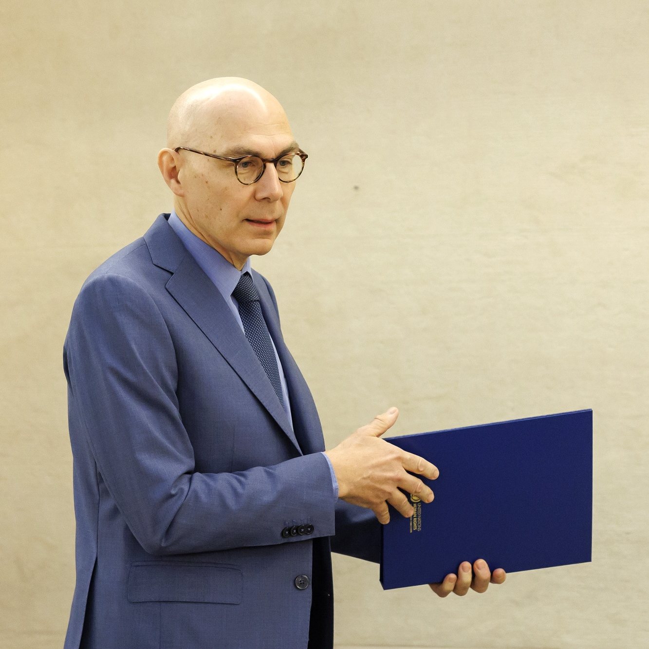epa11182093 UN High Commissioner for Human Rights Volker Turk arrives, prior the opening of the High-Level Segment of the 55th session of the Human Rights Council at the European headquarters of the United Nations in Geneva, Switzerland, 26 February 2024.  EPA/SALVATORE DI NOLFI