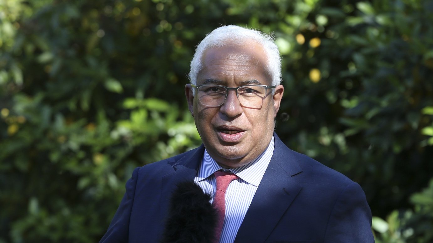 Portuguese Prime Minister António Costa during the joint press conference following the meeting with EU Budget comissioner Johannes Hahn (unseeen) at the premier official residence in Lisbon, Portugal, 28th May 2021.   MANUEL DE ALMEIDA/LUSA