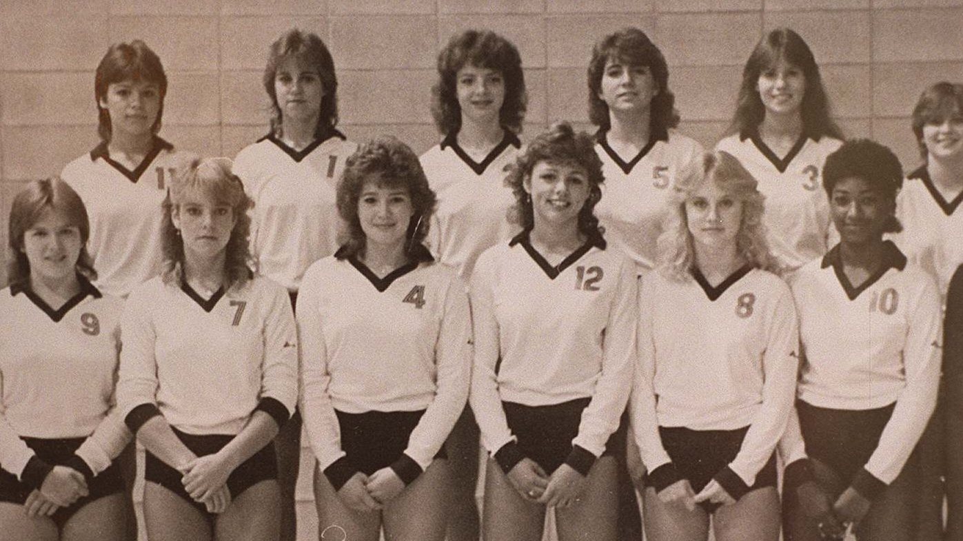 Pamela Anderson (Back Row Far Left Poses In Her Team Photo For Her High School Volleybal