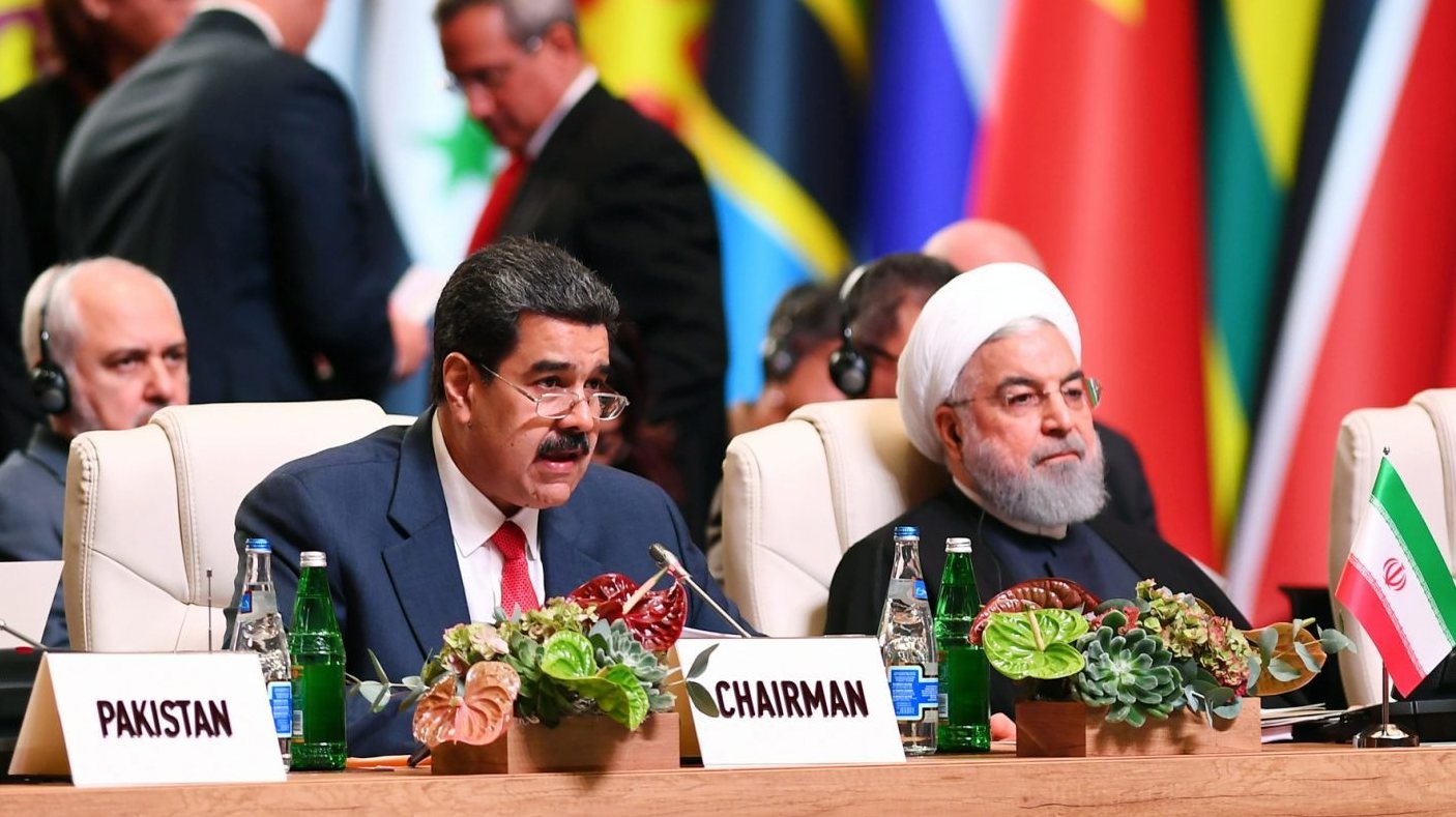 Nicolás Maduro e Hassan Rouhani, chefes de Estado da Venezuela e do Irão.
