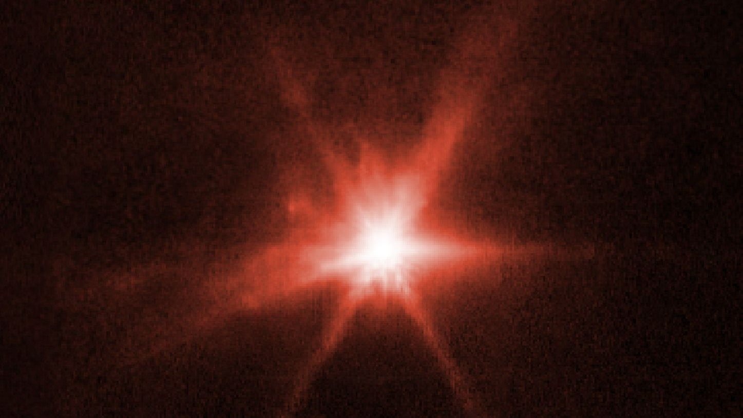 As imagens foram captadas pelo Telescópio Espacial James Webb (que produziu esta fotografia) e pelo Telescópio Espacial Hubble