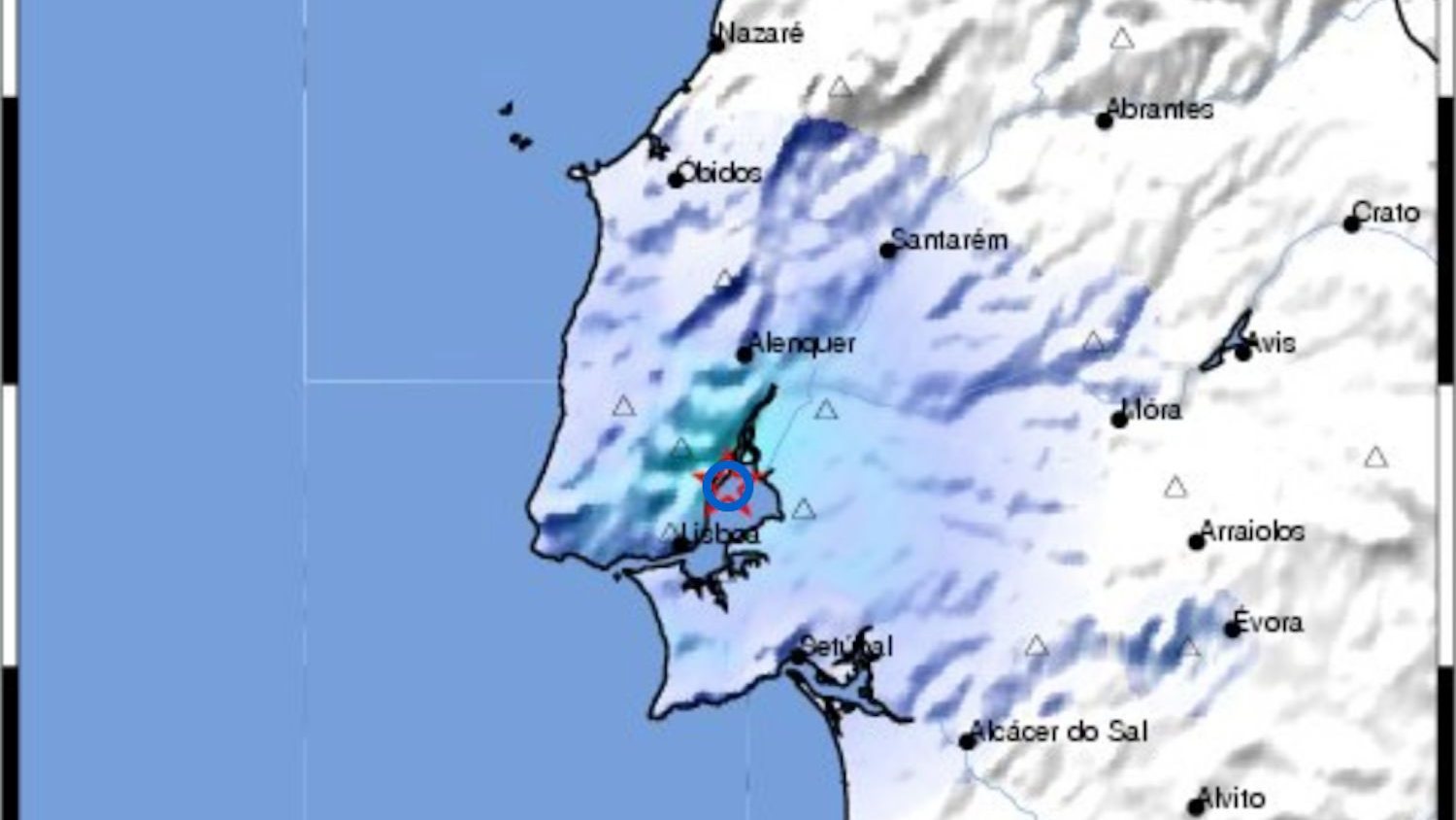 O IPMA divulgou um mapa que identifica as regiões onde o sismo de esta quinta-feira de manhã foi sentido