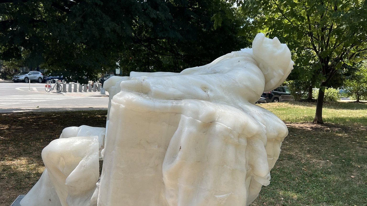 Abraham Lincoln melted statue