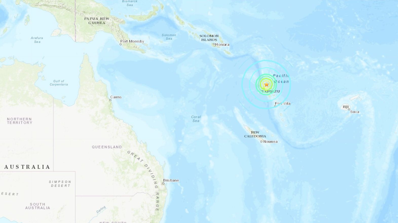 Vanuatu fica a nordeste da Austrália, próximo das ilhas Salomão, Fiji e da Nova Caledónia