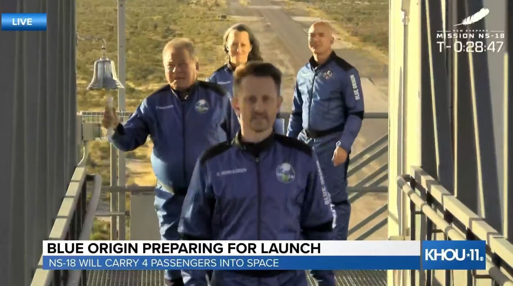 William Shatner take part in New Shepard spacecraft crew