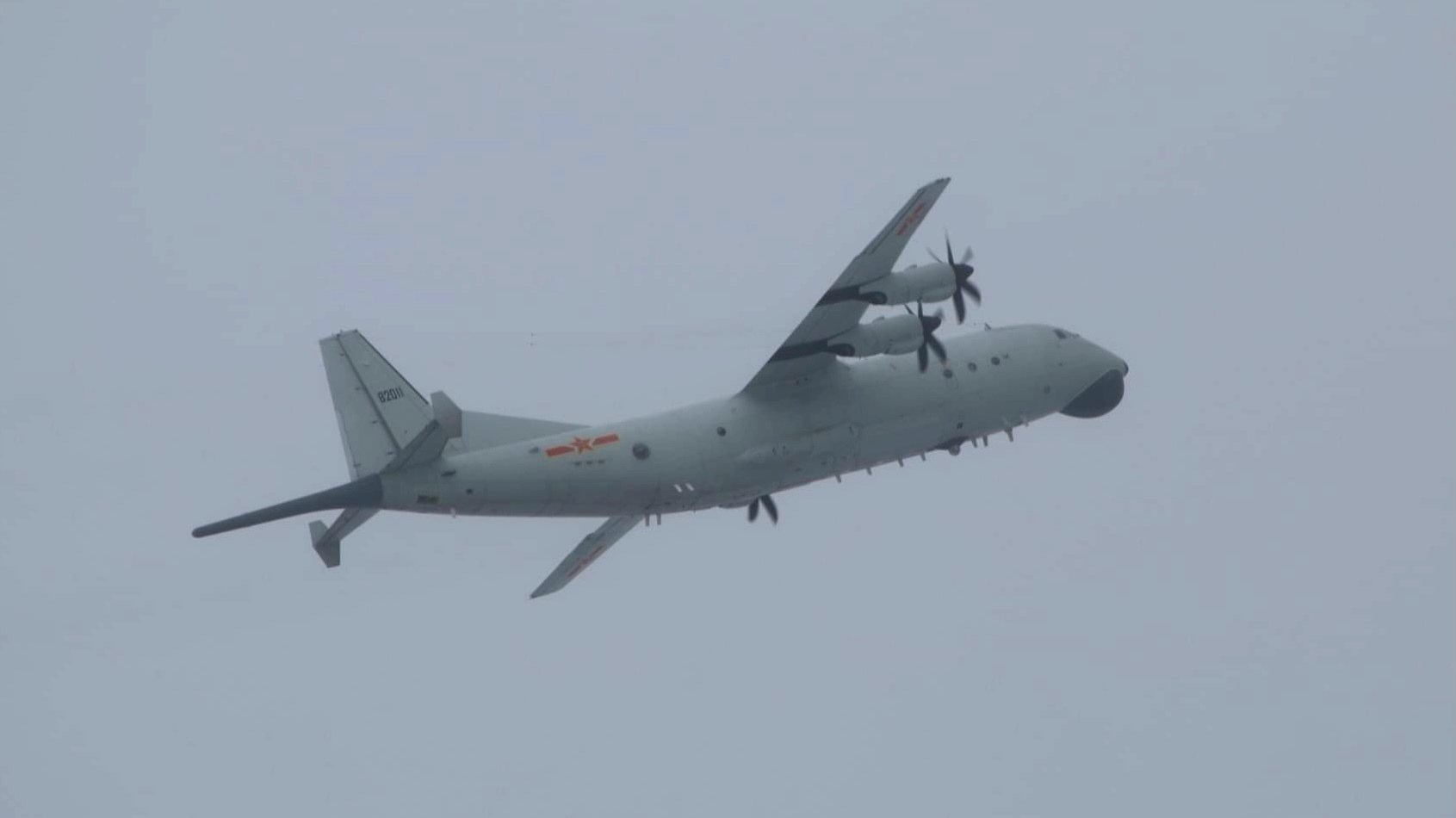 epa09275475 An undated handout photo made available by the Taiwan Ministry of National Defense shows PLA Y-8 Anti-Submarine Aircraft flies in an undisclosed location. On 15th June, 28 Chinese military aircraft entered Taiwan&#039;s air defense identification zone (ADIZ), including Y-8 anti-submarine warfare plane, one Y-8 electric warfare aircraft, four H-6 bombers, two KJ-500 airborne early warning and control planes, six J-11 multi-role fighters and 14 J-16 multi-role fighters.  EPA/TAIWAN MINISTRY OF NATIONAL DEFE HANDOUT  HANDOUT EDITORIAL USE ONLY/NO SALES