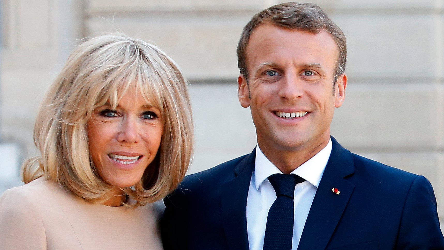 Presidente Francês Emmanuel Macron, e a sua mulher Briggite Macron