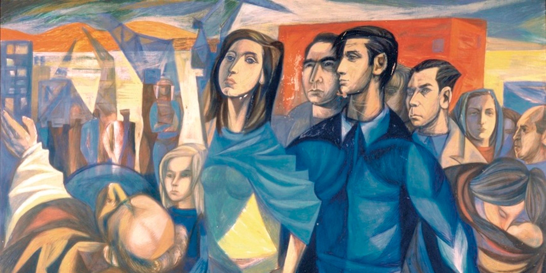 &quot;A Marcha&quot;, obra do pintor Júlio Pomar, de 1952, que evoca vários artistas neo-realistas