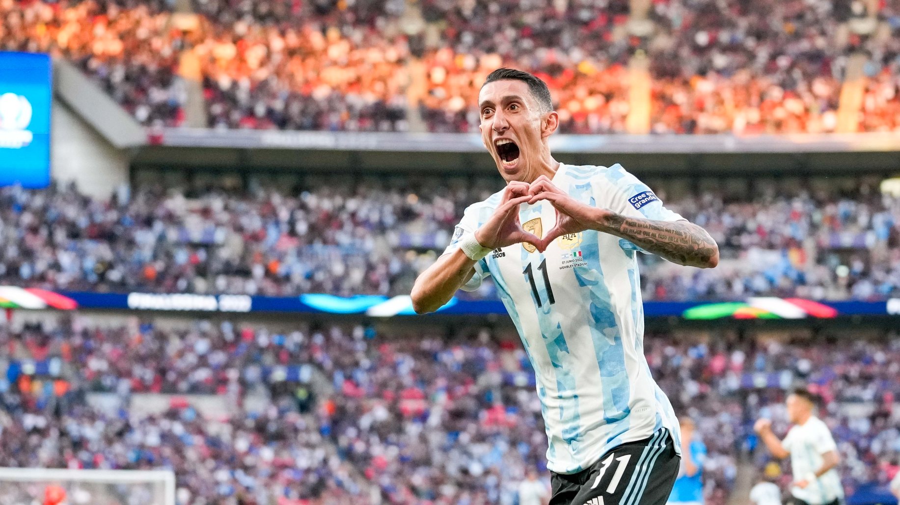 Di María marcou o melhor golo da final entre Itália e Argentina em Wembley que prolongou a série sem derrotas do conjunto sul-americano e valeu mais um troféu