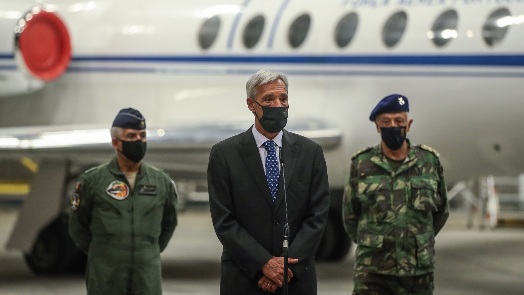 Portugal&#039;s Defense Minister, Joao Gomes Cravinho, during the welcome ceremony of the Portuguese military personnel deployed to support the effort to withdraw Afghan citizens from Kabul and the first group of Afghan citizens who will reside in Portugal, at Figo Maduro airport, in Lisbon, Portugal, 27 August 2021. MARIO CRUZ/LUSA