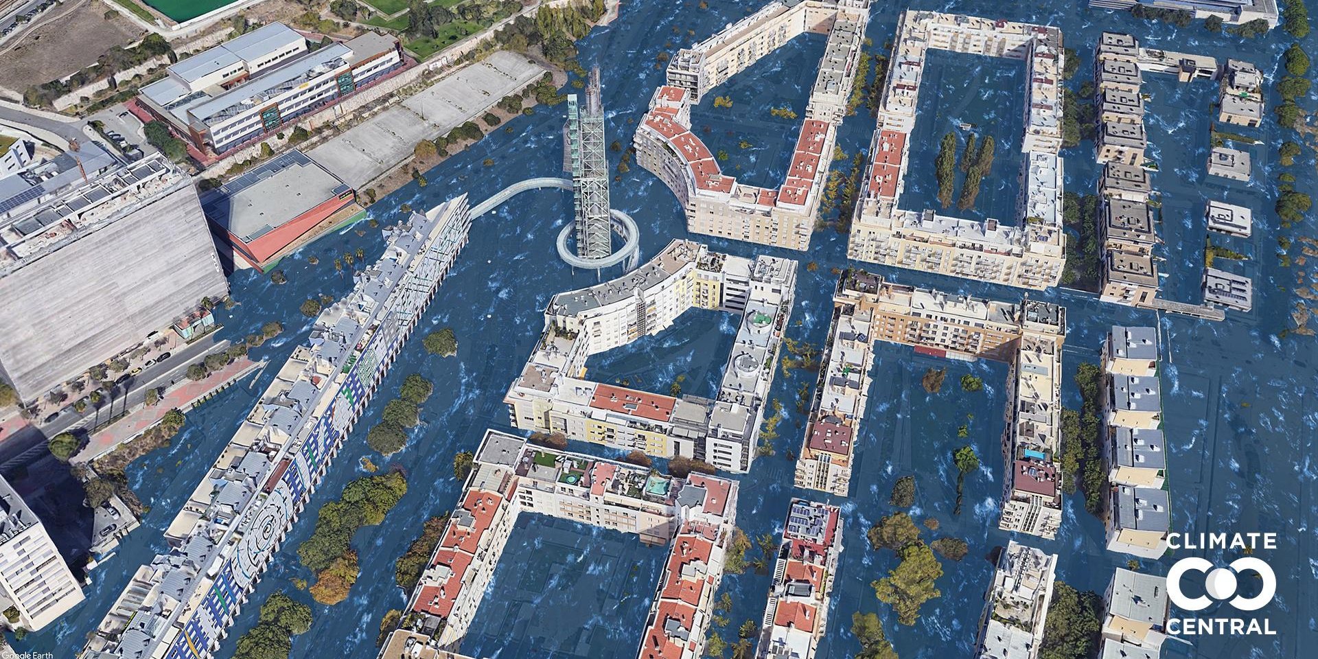 A Torre da Galp, no Parque das Nações, em Lisboa, poderá ver-se completamente rodeada de água nas próximas décadas