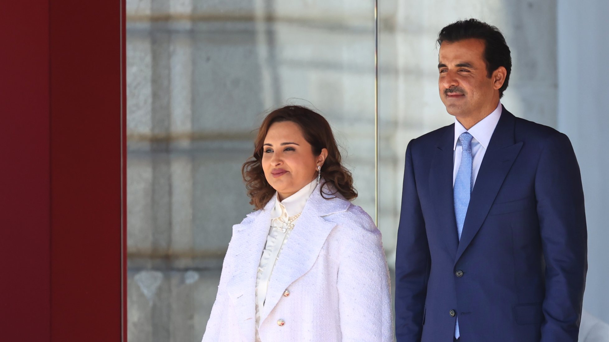 The King And Queen Of Spain Receive The Emir Of Qatar