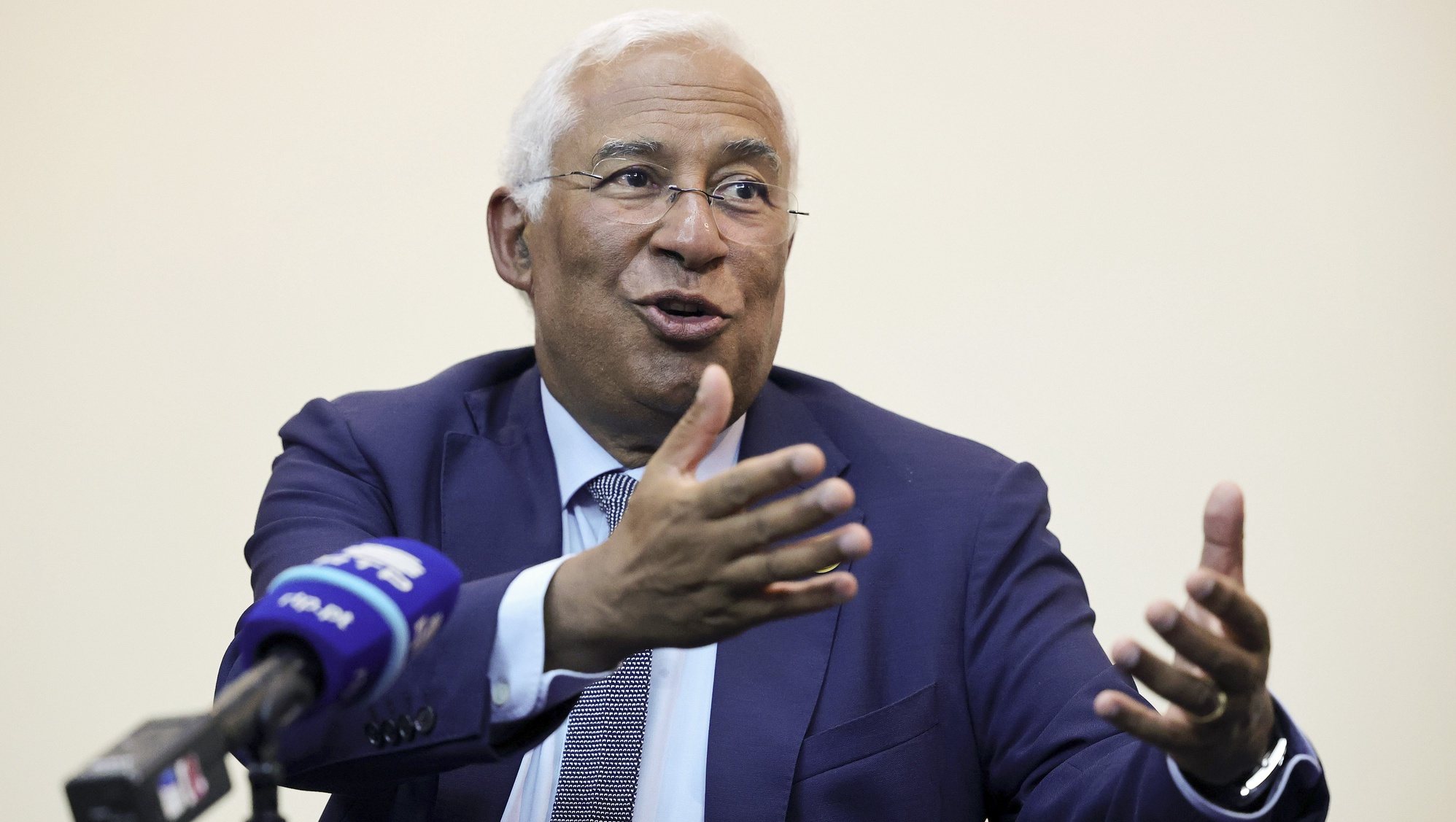 Portuguese Prime Minister Antonio Costa during the press conference at the end of the XIV CPLP Conference in Sao Tome and Principe, 27th August 2023. The CPLP, which includes Angola, Brazil, Cape Verde, Guinea-Bissau, Equatorial Guinea, Mozambique, Portugal, São Tomé and Príncipe and Timor-Leste, holds the 14th Conference of Heads of State and Government, in São Tomé and Príncipe, under the motto &quot;Youth and Sustainability&quot;. ESTELA SILVA/LUSA
