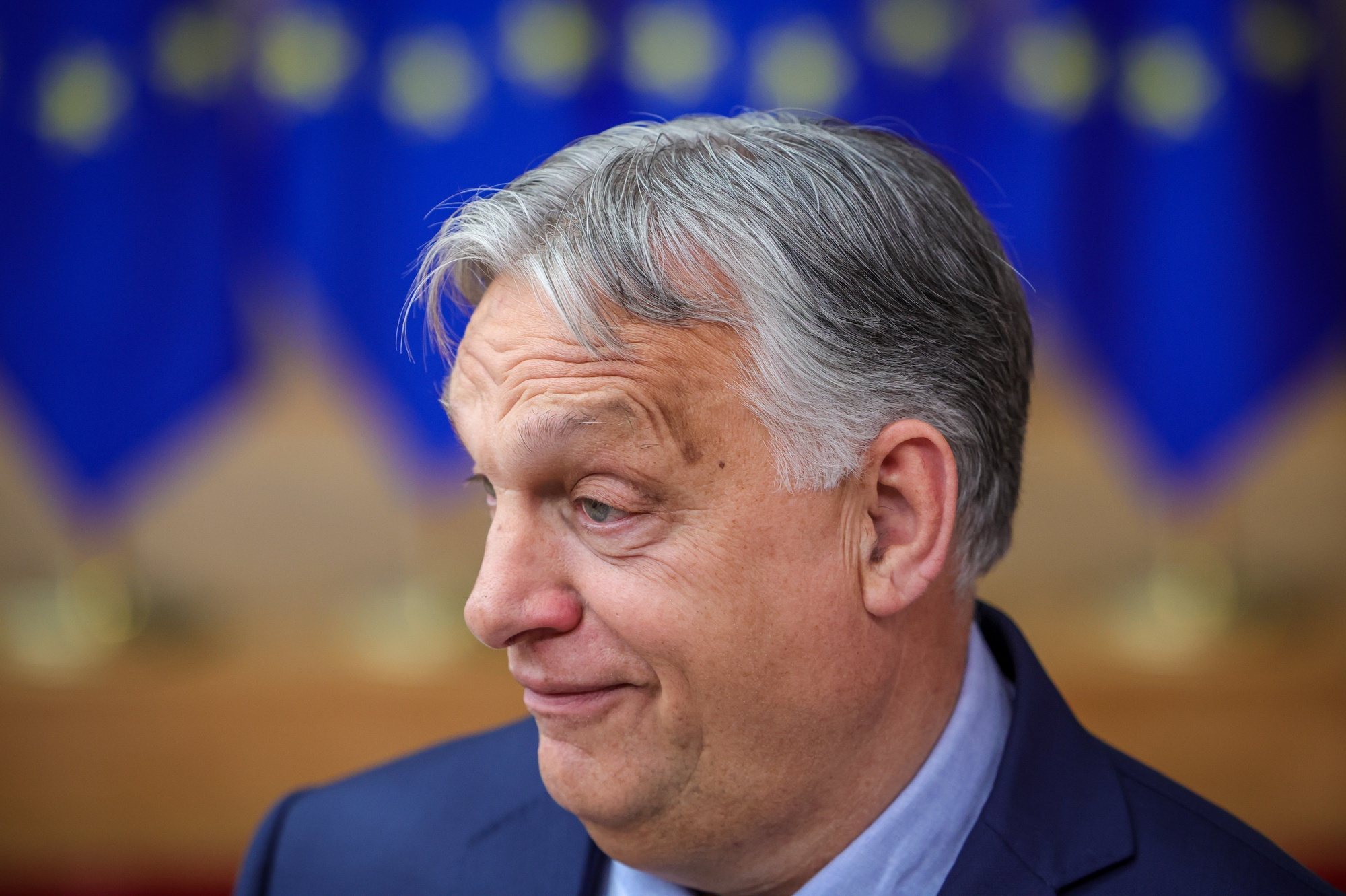 epa11441592 Hungary&#039;s Prime Minister Viktor Orban speaks with the press as he arrives for a family photo at a European Council in Brussels, Belgium, 27 June 2024. EU leaders are gathering in Brussels for a two-day summit to discuss the Strategic Agenda 2024-2029, the next institutional cycle, Ukraine, the Middle East, competitiveness, security and defense, among other topics.  EPA/OLIVIER MATTHYS