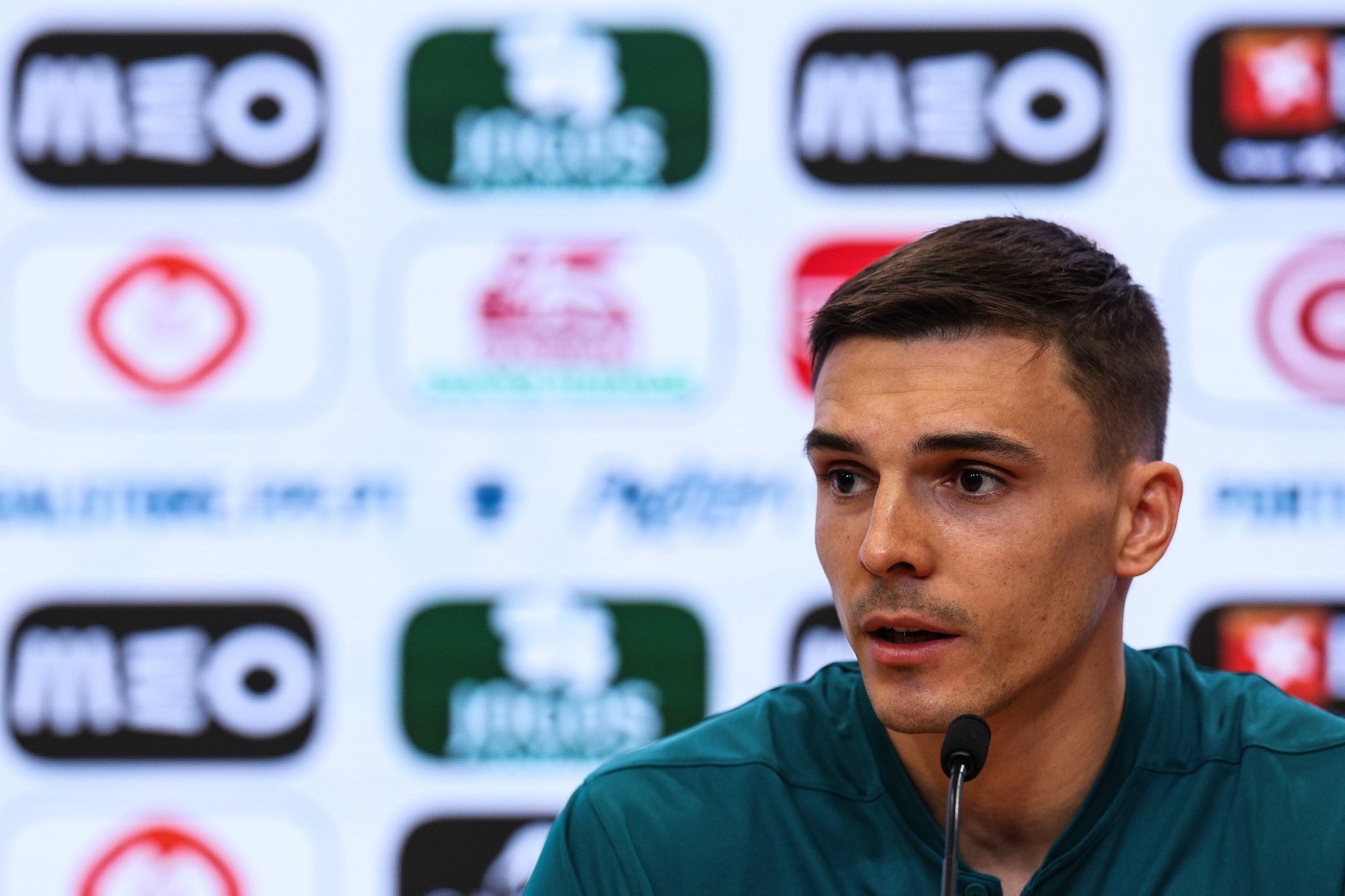 Portugal national team player Joao Palhinha during a press conference at Cidade do Futebol in Oeiras, Portugal, 20th March 2024. Portugal will play friendly matches against Sweden and Slovenia in preparation for the upcoming Euro 2024. TIAGO PETINGA/LUSA