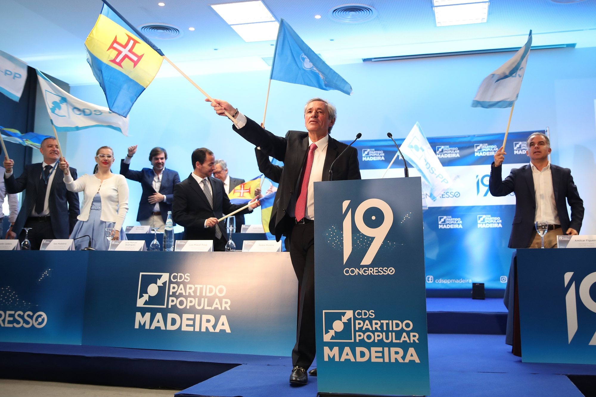 José Manuel Rodrigues, presidente do CDS-PP Madeira, esta tarde durante o encerramento do XIX Congresso do CDS-PP Madeira, no Funchal, 14 de abril de 2024, HOMEM DE GOUVEIA/LUSA