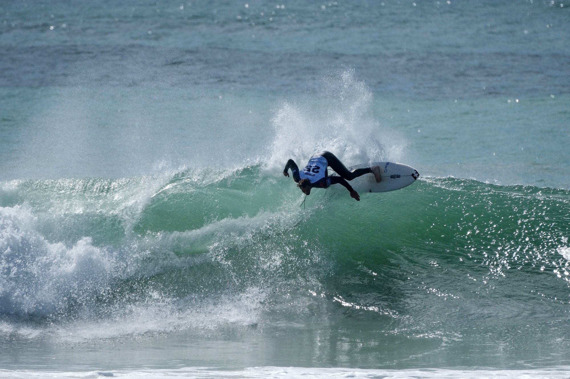epa11214644 Portuguese surfer Frederico Morais competes during the World Surfing Championship stage at Praia dos Supertubos in Peniche, Portugal, 11 March 2024.  EPA/CARLOS BARROSO
