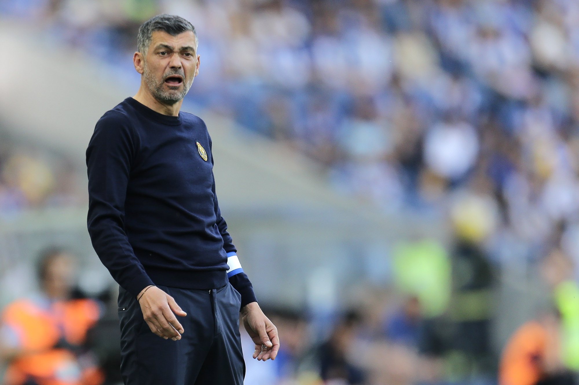 FC Porto’s head coach Sergio Conceicao reacts during their Portuguese First League soccer match against Famalicao held at Dragao Stadium in Porto, Portugal, 13th April 2024. MANUEL FERNANDO ARAUJO/LUSA