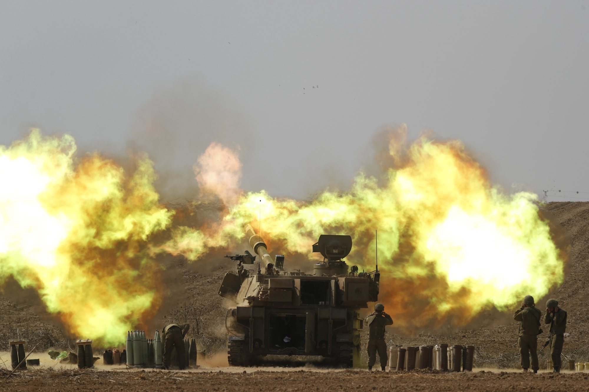 epa11259987 (FILE) - An Israeli artillery unit fires towards Gaza along the border in southern Israel, 11 October 2023 (reissued 05 April 2024). On 07 October 2023, Hamas militants launched an attack against Israel from the Gaza Strip. Six months later, and after more than 33,000 Palestinians and over 1,450 Israelis have been killed, according to the Palestinian Health Ministry and the Israel Defense Forces (IDF); the conflict continues with what the UN agencies described as a catastrophic humanitarian situation in the Gaza Strip and high political tensions in Israel. The UN Security Council passed a resolution on 25 March demanding an &#039;immediate ceasefire&#039; in Gaza for the duration of the Muslim holy month of Ramadan. But with Ramadan soon over, both Gazans and relatives of Israelis taken hostage in the October attacks are unsure when this latest flare-up of a long term conflict will really end.  EPA/ATEF SAFADI  ATTENTION: This Image is part of a PHOTO SET