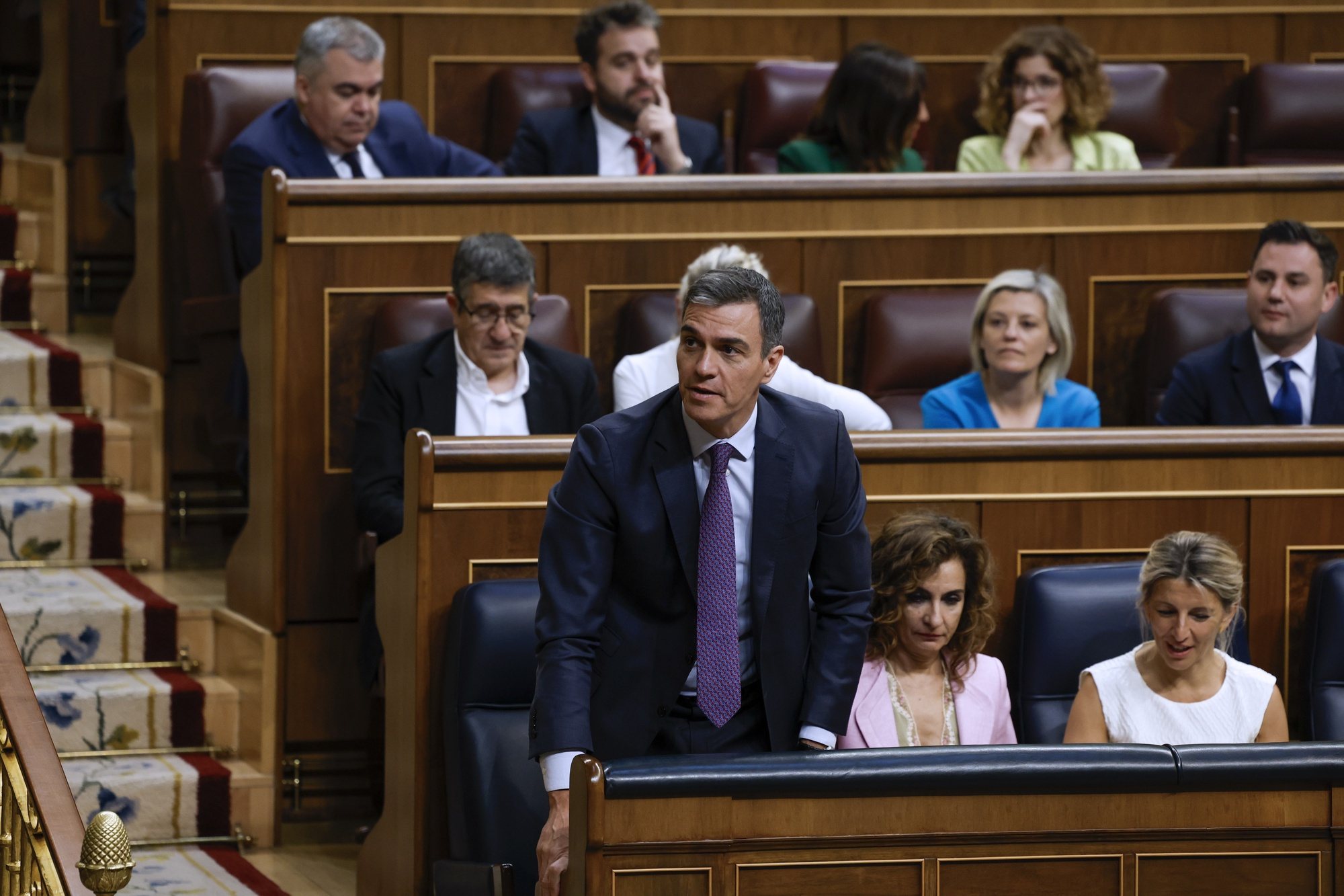 epa11379127 Spain&#039;s First Minister Pedro Sanchez vote in the plenary session where the so-called Amnesty Law was approved at the Lower House in Madrid, Spain, 30 May 2024. The bill was passed at the parliament with 177 votes in favor and 172 against. The Amnesty Law is part of the deal struck by the Spanish Prime Minister&#039;s PSOE party to form a coalition Government with the support of Catalan and Basque pro-independent parties following the elections in July 2023. The bill would grant amnesty to people facing legal issues for involvement in Catalonia&#039;s failed 2017 independence bid.  EPA/JJ Guillen
