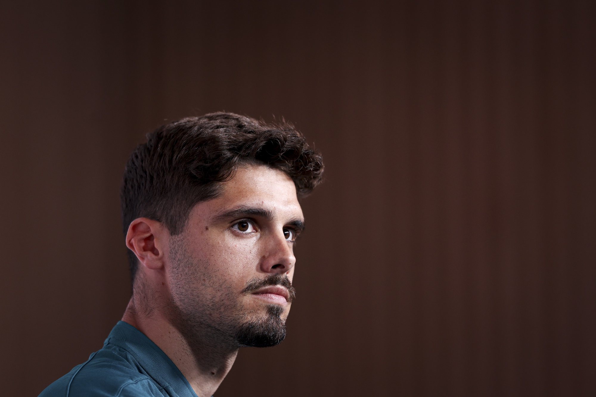 Portugal national soccer team player Pedro Neto attends a press conference at Cidade do Futebol (Soccer City) in Oeiras, Portugal, 06 June 2024. Portugal will play friendly matches against Croatia and Ireland in preparation for the upcoming Euro 2024. FILIPE AMORIM/LUSA