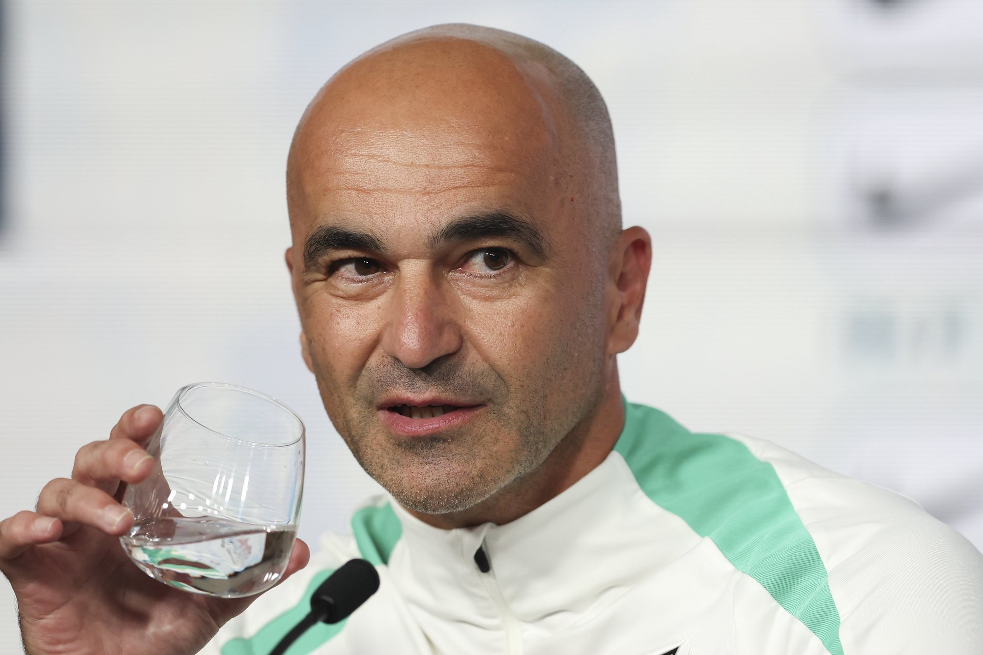 Head coach Roberto Martinez of Portugal attends a press conference in Oeiras, Portugal, 10 June 2024. Portugal will play a friendly match against Ireland next 11 June in preparation for the upcoming Euro 2024. ANTONIO COTRIM/LUSA