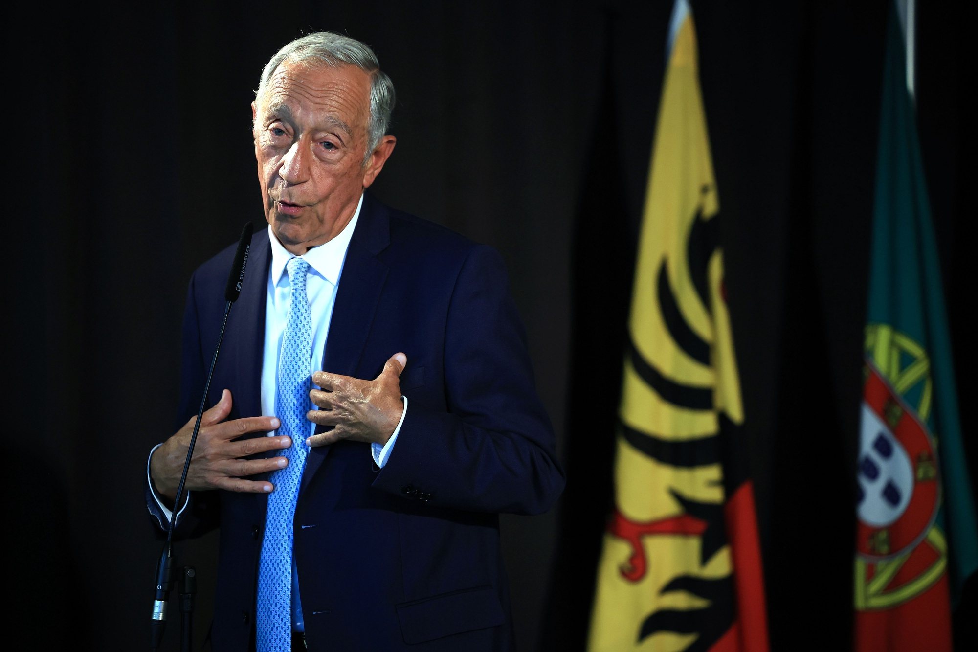 O Presidente da República, Marcelo Rebelo de Sousa, durante um encontro com alunos de português no âmbito das Comemorações do 10 de Junho, Dia de Portugal, de Camões e das Comunidades Portuguesas, em Genebra, na Suíça, 11 de junho de 2024. ESTELA SILVA/LUSA