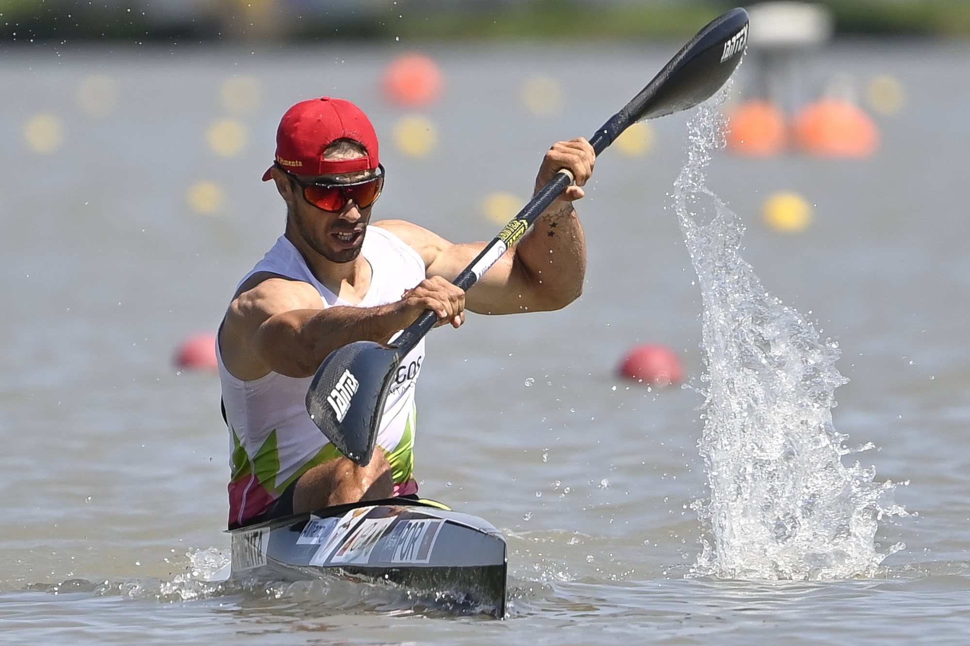 epa11414755 Fernando Pimenta of Portugal competes in the final of the men&#039;s K1 1,000m race at the ECA Canoe Sprint, Paracanoe and SUP European Championships in the Olympic Centre of Szeged, Hungary, 16 June 2024. Pimenta came in third.  EPA/Tamas Kovacs HUNGARY OUT
