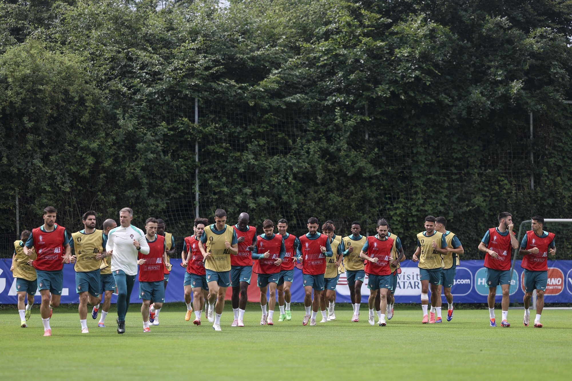 Portugal national soccer players during a training session in Marienfeld, Harsewinkel, Germany, 21 June 2024. The Portuguese national soccer team is based in Marienfeld, Harsewinkel during the UEFA EURO 2024. MIGUEL A. LOPES/LUSA