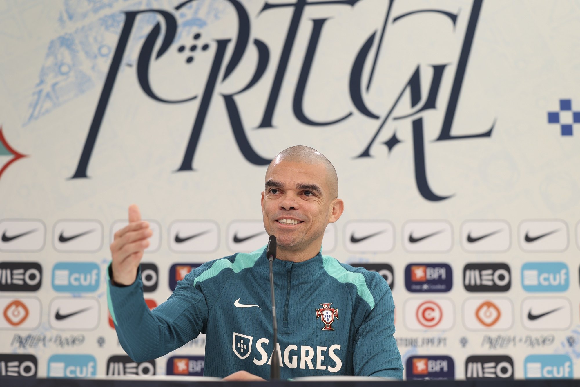 Portugal national soccer team player Pepe attends a press conference in Marienfeld, Harsewinkel, Germany, 28 June 2024. The Portuguese national soccer team is based in Marienfeld, Harsewinkel during the UEFA EURO 2024. MIGUEL A. LOPES/LUSA