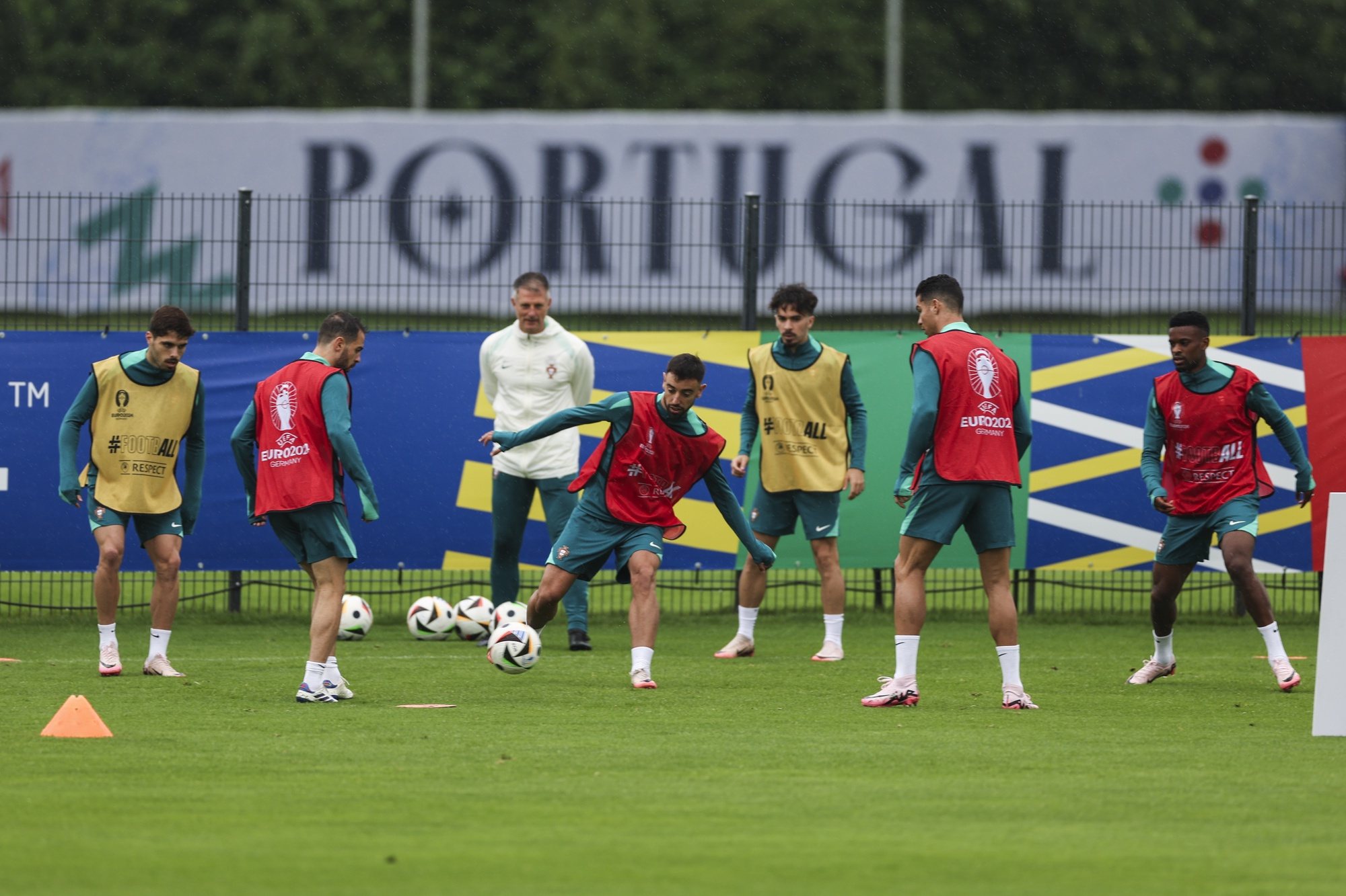 Portugal national soccer team players during a training session in Marienfeld, Harsewinkel, Germany, 30 June 2024. The Portuguese national soccer team is based in Marienfeld, Harsewinkel during the UEFA EURO 2024. MIGUEL A. LOPES/LUSA