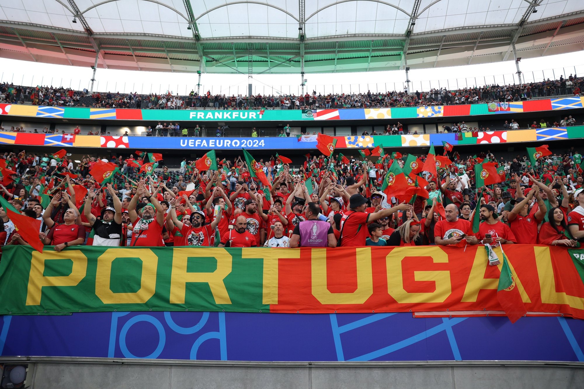 Portugal national soccer team fans prior the UEFA EURO 2024 round of 16 soccer match between Portugal vs Slovenia in Frankfurt, Germany, 1 of July 2024. MIGUEL A. LOPES/LUSA