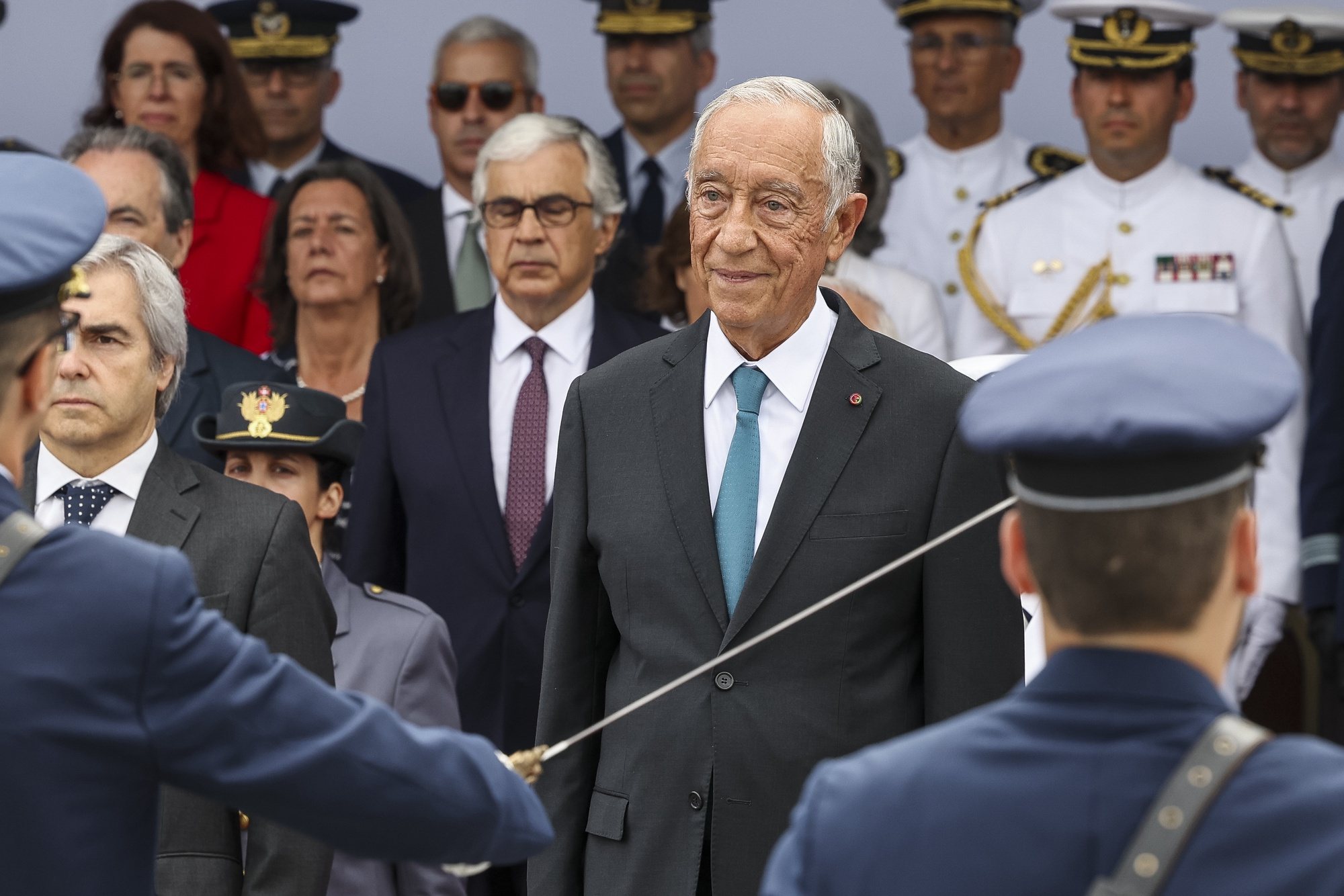 O Presidente da República, Marcelo Rebelo de Sousa, durante a cerimónia militar comemorativa do Dia de Portugal, no âmbito das Comemorações do 10 de Junho, em Pedrógão Grande, 10 de junho de 2024. PAULO NOVAIS/LUSA