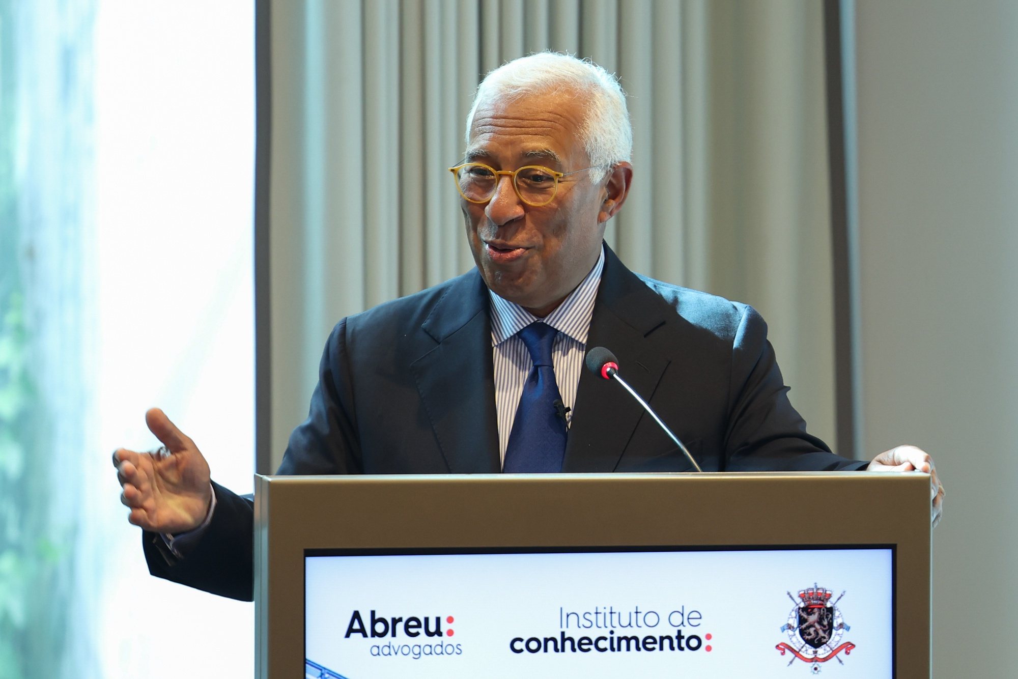 O ex-primeiro-ministro de Portugal, António Costa, intervém durante o debate &quot;Europa e o Futuro: a nova Legislatura&quot;, em Lisboa, 18 de junho de 2024. ANTÓNIO COTRIM/LUSA