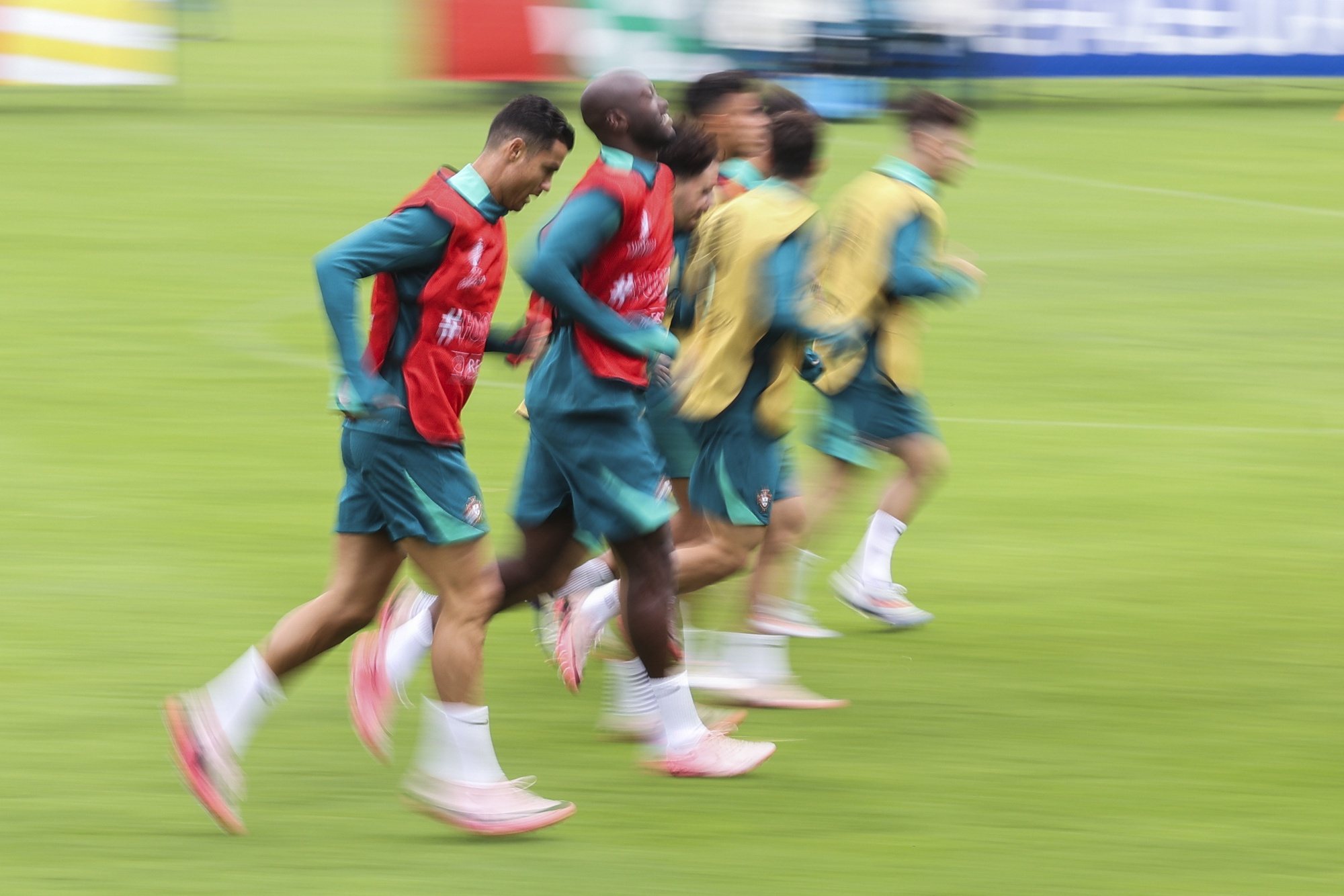 Portugal national soccer team players during a training session in Marienfeld, Harsewinkel, Germany, 30 June 2024. The Portuguese national soccer team is based in Marienfeld, Harsewinkel during the UEFA EURO 2024. MIGUEL A. LOPES/LUSA