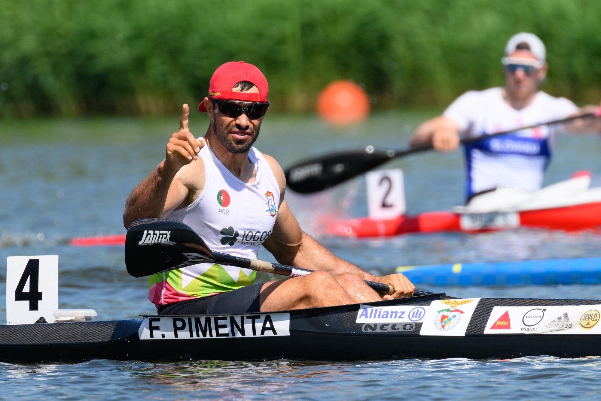 epa11370962 Fernando Pimenta of Portugal competes in the Men&#039;s K1 1000m final race at the ICF Canoe Kayak World Cup in Poznan, Poland, 26 May 2021.  EPA/Jakub Kaczmarczyk POLAND OUT