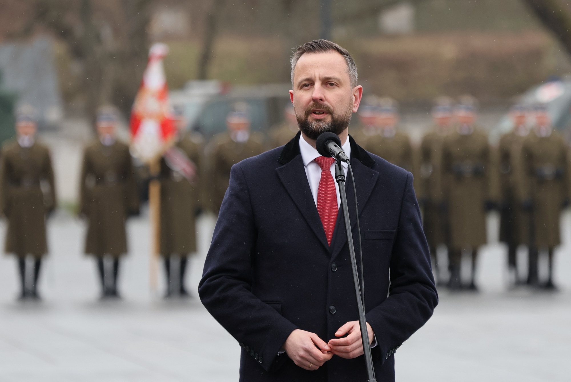 epa11216170 Polish Defence Minister Wladyslaw Kosiniak-Kamysz speaks during a ceremony marking the 25th anniversary of the Polish accession to NATO in front of the Museum of the Polish Army in Warsaw, Poland, 12 March 2024. On 12 March 1999 Poland joined to the North Atlantic Treaty Organization NATO.  EPA/PAWEL SUPERNAK POLAND OUT