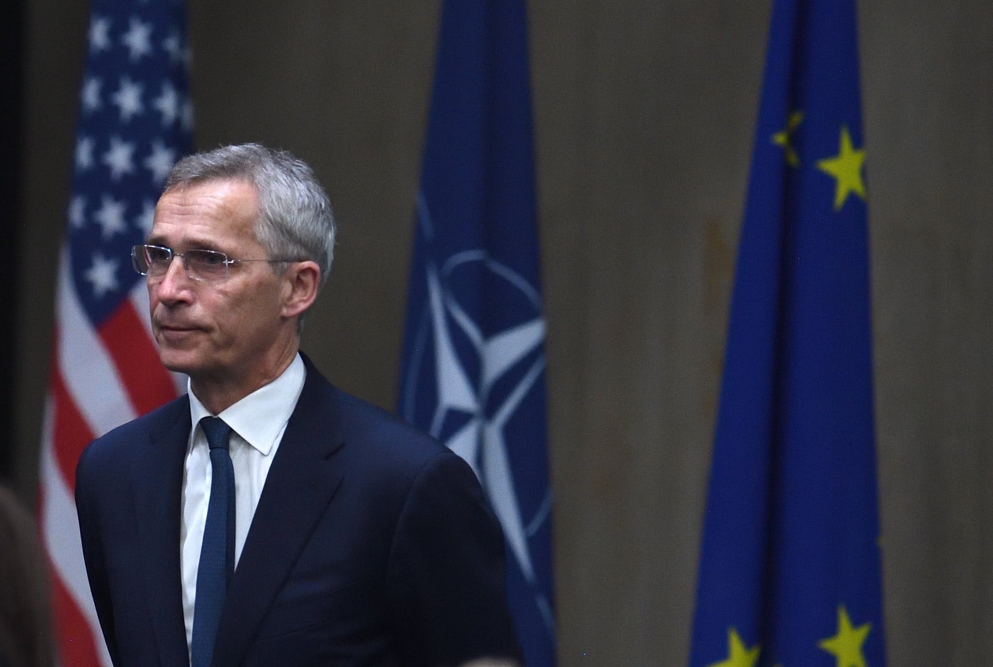 epa11372871 NATO Secretary General Jens Stoltenberg attends the spring session of the NATO Parliamentary Assembly (NPA) in Sofia, Bulgaria, 27 May 2024. Participants in the spring session of the NPA will discuss key topics on the Euro-Atlantic defense and security agenda with a focus on support for Ukraine and priorities for the upcoming July NATO summit in Washington.  EPA/VASSIL DONEV