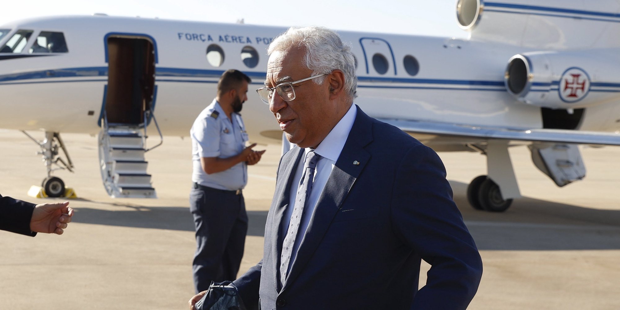 epa10039260 Portuguese Prime Minister, Antonio Costa, arrives at the airbase of Torrejon de Ardoz, in Madrid, Spain, 28 June 2022. Heads of State and Government from NATO&#039;s member countries and key partners are gathering in Madrid to discuss important issues facing the Alliance and endorse NATO&#039;s new Strategic Concept, the Organization said.  EPA/J.J. Guillen / POOL POOL