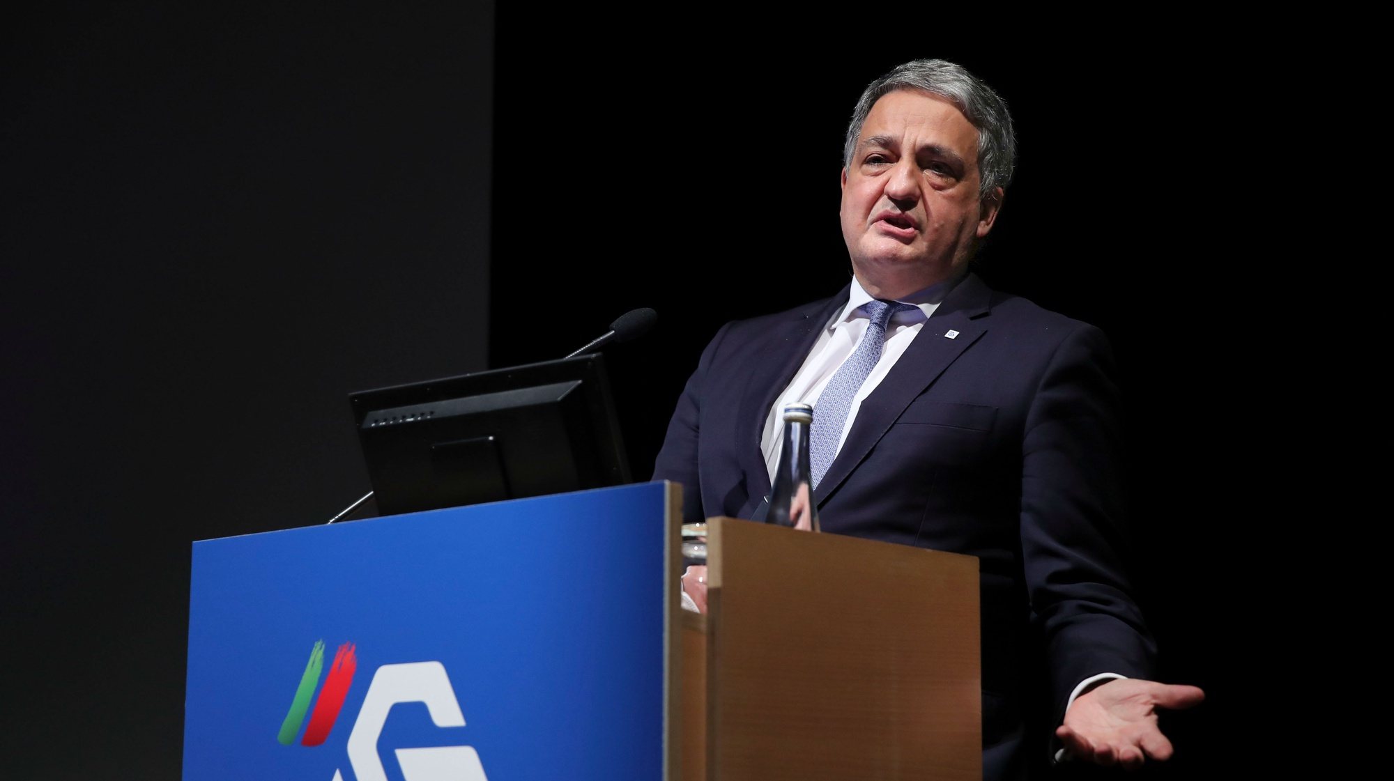 Paulo Macedo, CEO da Caixa Geral de Depósitos, durante a apresentação dos resultados anuais de 2021, na Culturgest, em Lisboa, 11 de fevereiro de 2022. MANUEL DE ALMEIDA/LUSA