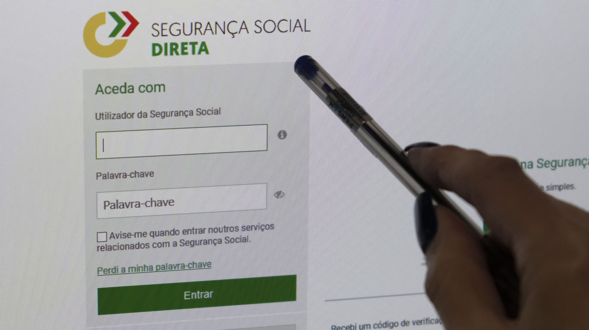 Página da segurança social direta , 08 de abril de 2022. ANTÓNIO COTRIM/LUSA