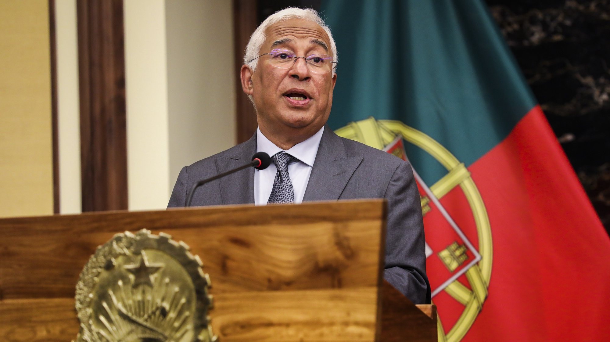 Portugal&#039;s Prime Minister Antonio Costa attends a joint press conference with Angola&#039;s President Joao Lourenco (not in image) after a meeting at Presidential Palace in Luanda, Angola, 05 June 2023. Portugal&#039;s Prime Minister begins an official visit to Angola today, during which a new cooperation program will be signed until 2027 and business credit line will be reinforced to two billion euros. AMPE ROGERIO/LUSA